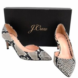 J. Crew Colette Snake-Embossed Leather Pumps Black Neutrals NEW in BOX | Sz 6.5